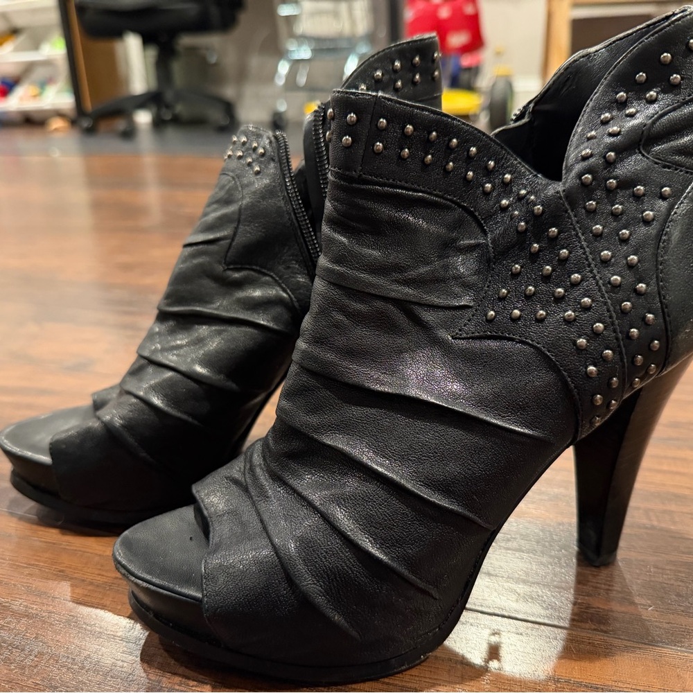 Marc Fisher Black Studded Heeled Boots